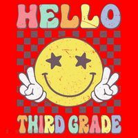 Hello Third Grade Hippie Smile Face 3rd Grade Back To School Gift Santa Hat thumb 1