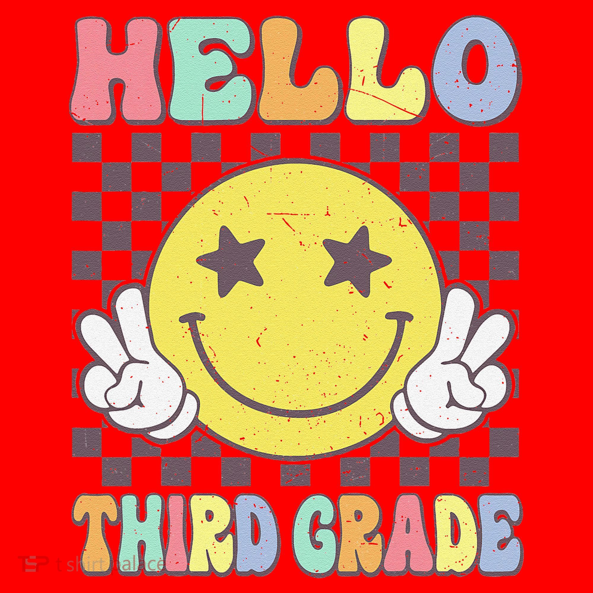 Hello Third Grade Hippie Smile Face 3rd Grade Back To School Gift Santa Hat