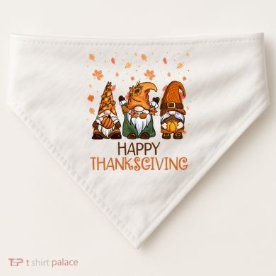 Happy Thanksgiving Gnome Squad USA-Made Doggie Bandana