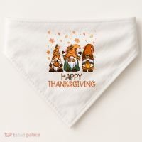 Happy Thanksgiving Gnome Squad USA-Made Doggie Bandana thumb 0