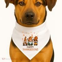 Happy Thanksgiving Gnome Squad USA-Made Doggie Bandana thumb 1