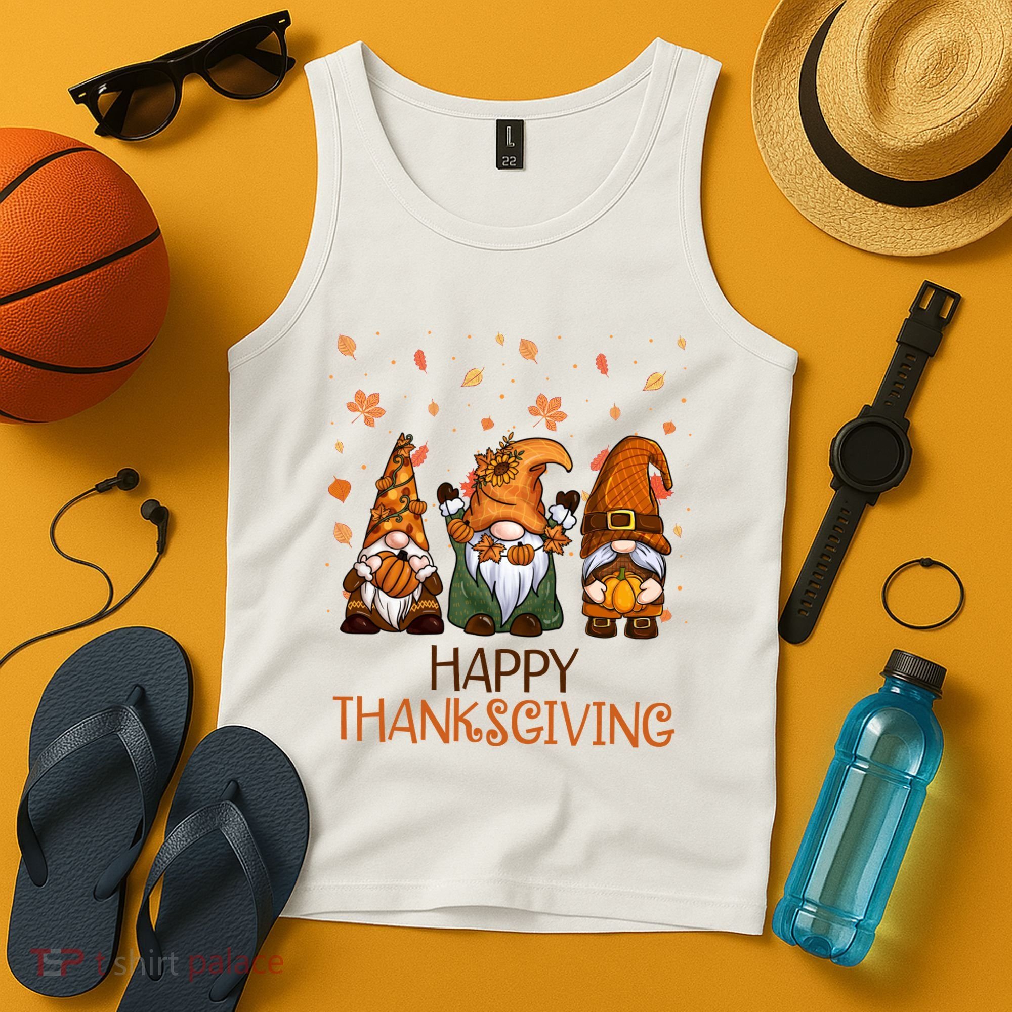 Happy Thanksgiving Gnome Squad Tank Top