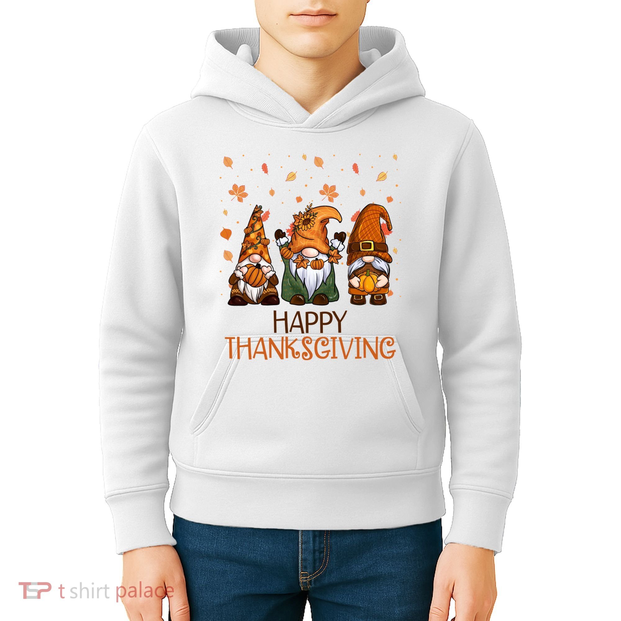 Happy Thanksgiving Gnome Squad Kids Hoodie