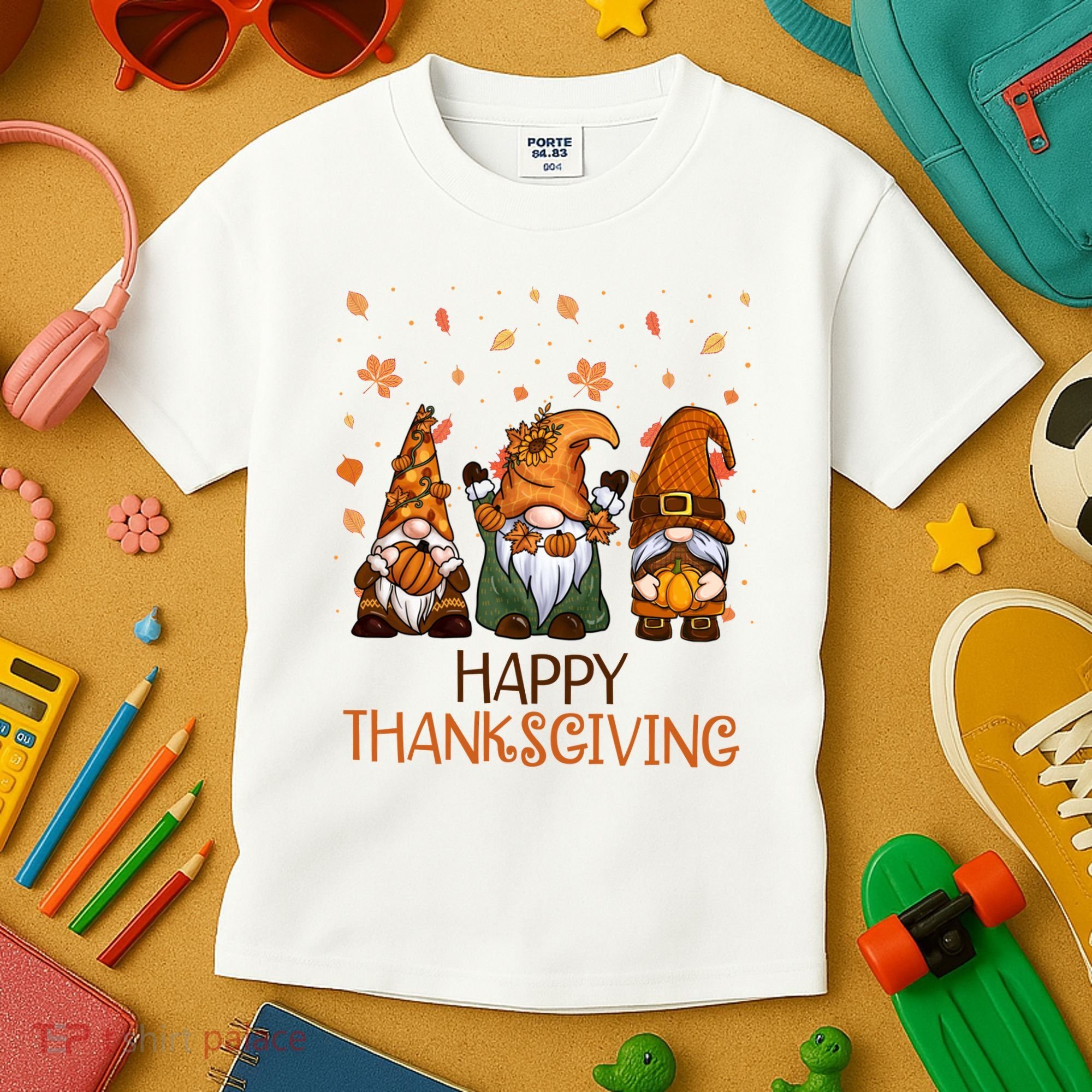Happy Thanksgiving Gnome Squad Kids T-Shirt