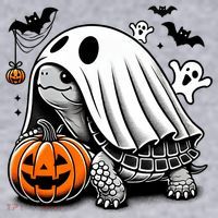Halloween Turtle Ghost Pumpkin Costume Terrapin Tortoise Women's Sweatshirt thumb 2