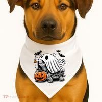 Halloween Turtle Ghost Pumpkin Costume Terrapin Tortoise USA-Made Doggie Bandana thumb 1