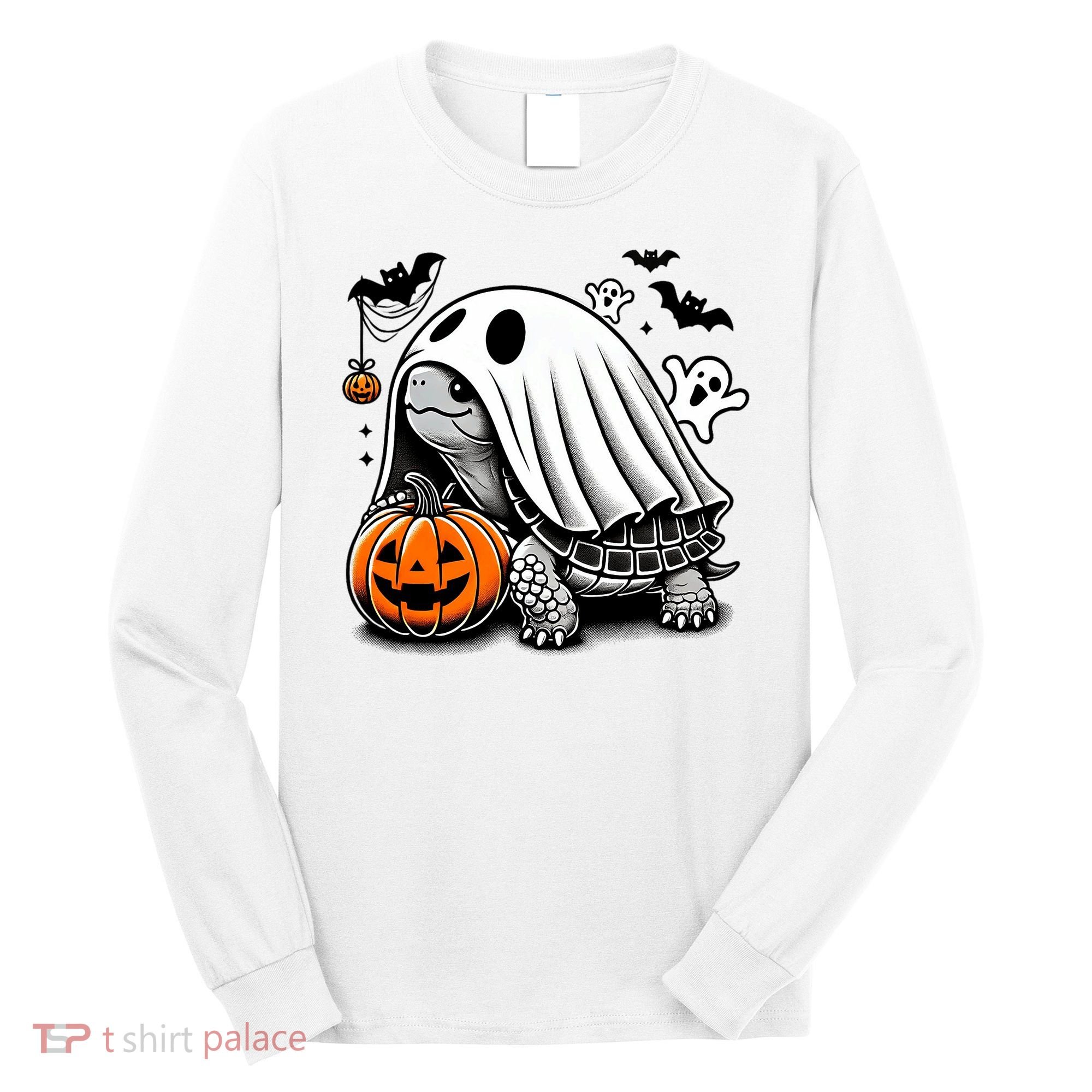 Halloween Turtle Ghost Pumpkin Costume Terrapin Tortoise Long Sleeve Shirt