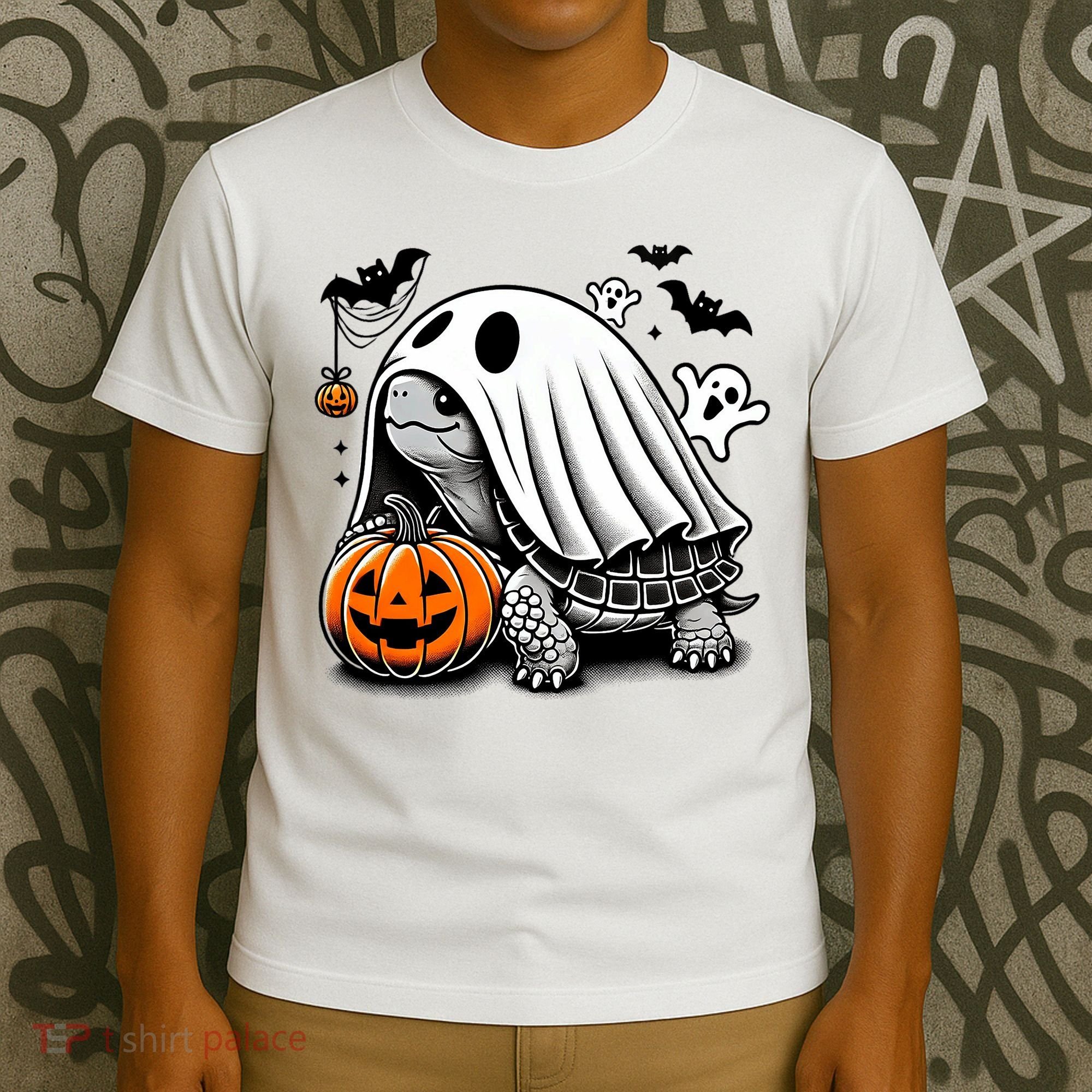 Halloween Turtle Ghost Pumpkin Costume Terrapin Tortoise T-Shirt
