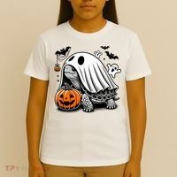 Halloween Turtle Ghost Pumpkin Costume Terrapin Tortoise T-Shirt thumb 4