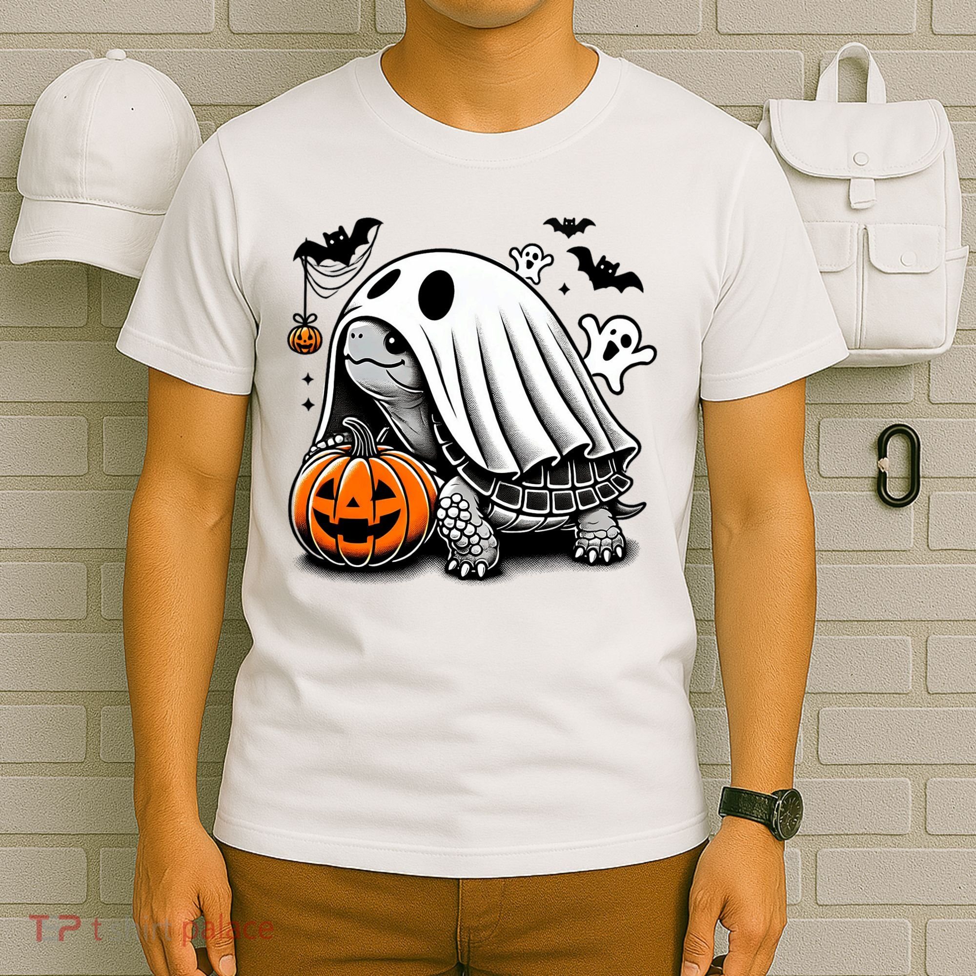 Halloween Turtle Ghost Pumpkin Costume Terrapin Tortoise T-Shirt