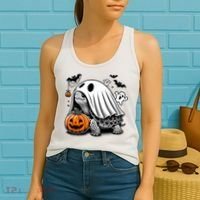 Halloween Turtle Ghost Pumpkin Costume Terrapin Tortoise Women's Tank Top thumb 2