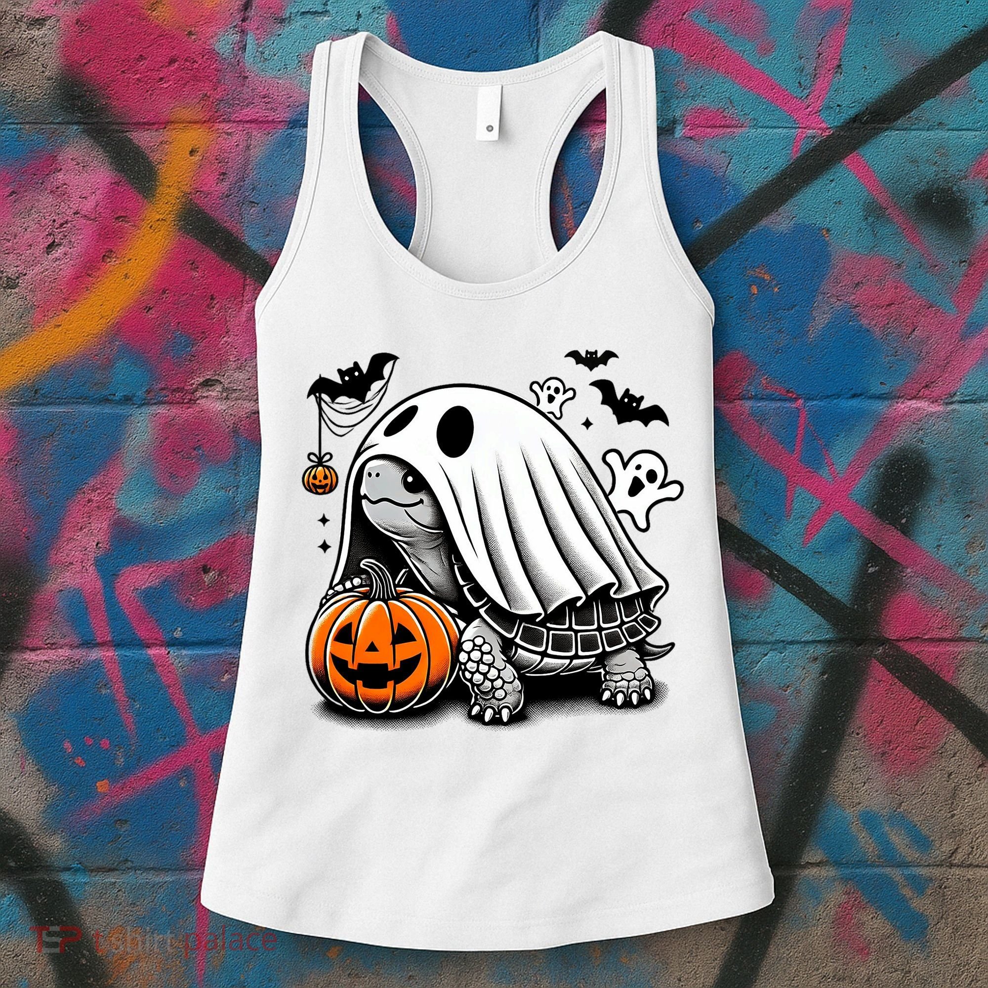 Halloween Turtle Ghost Pumpkin Costume Terrapin Tortoise Women's Tank Top