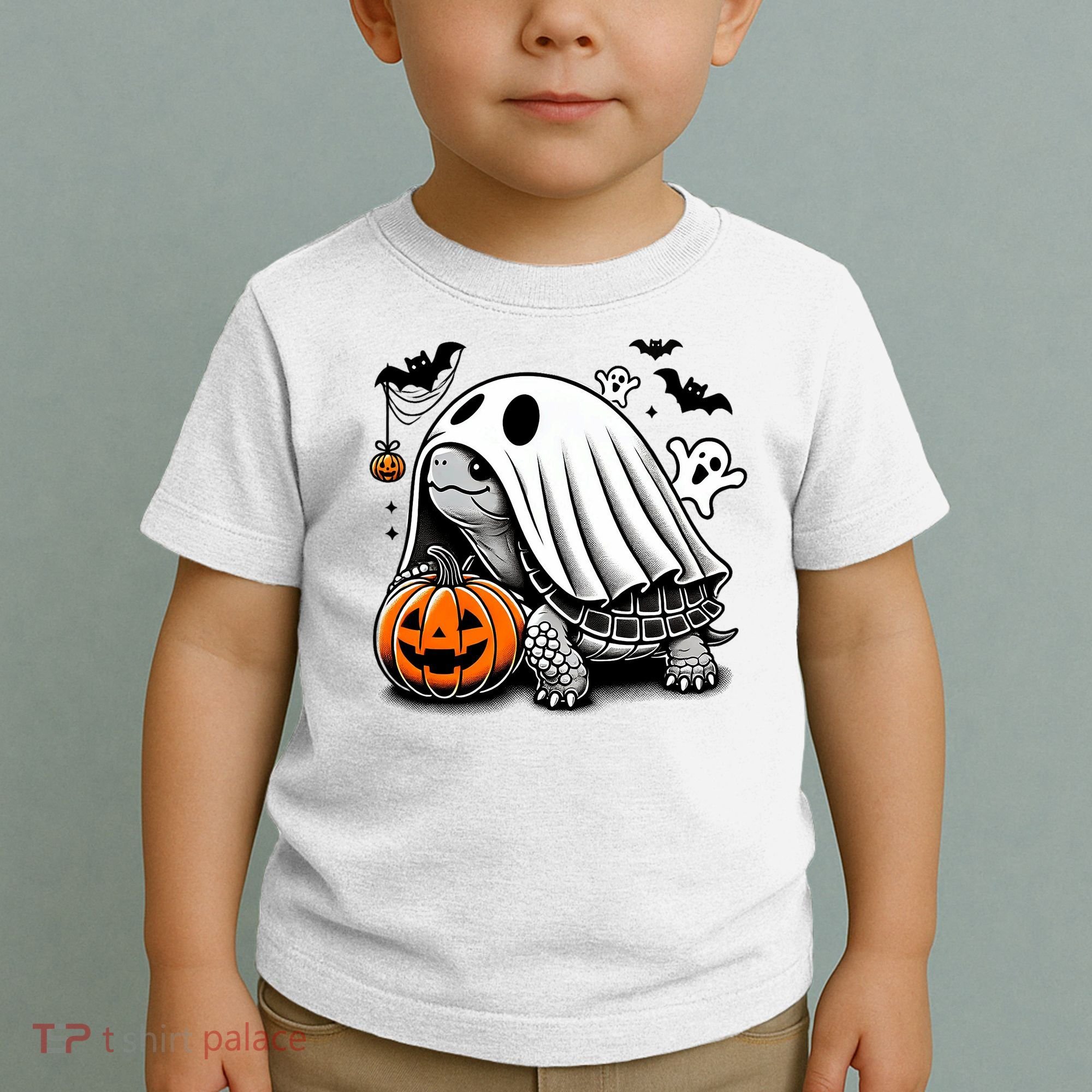 Halloween Turtle Ghost Pumpkin Costume Terrapin Tortoise Toddler T-Shirt