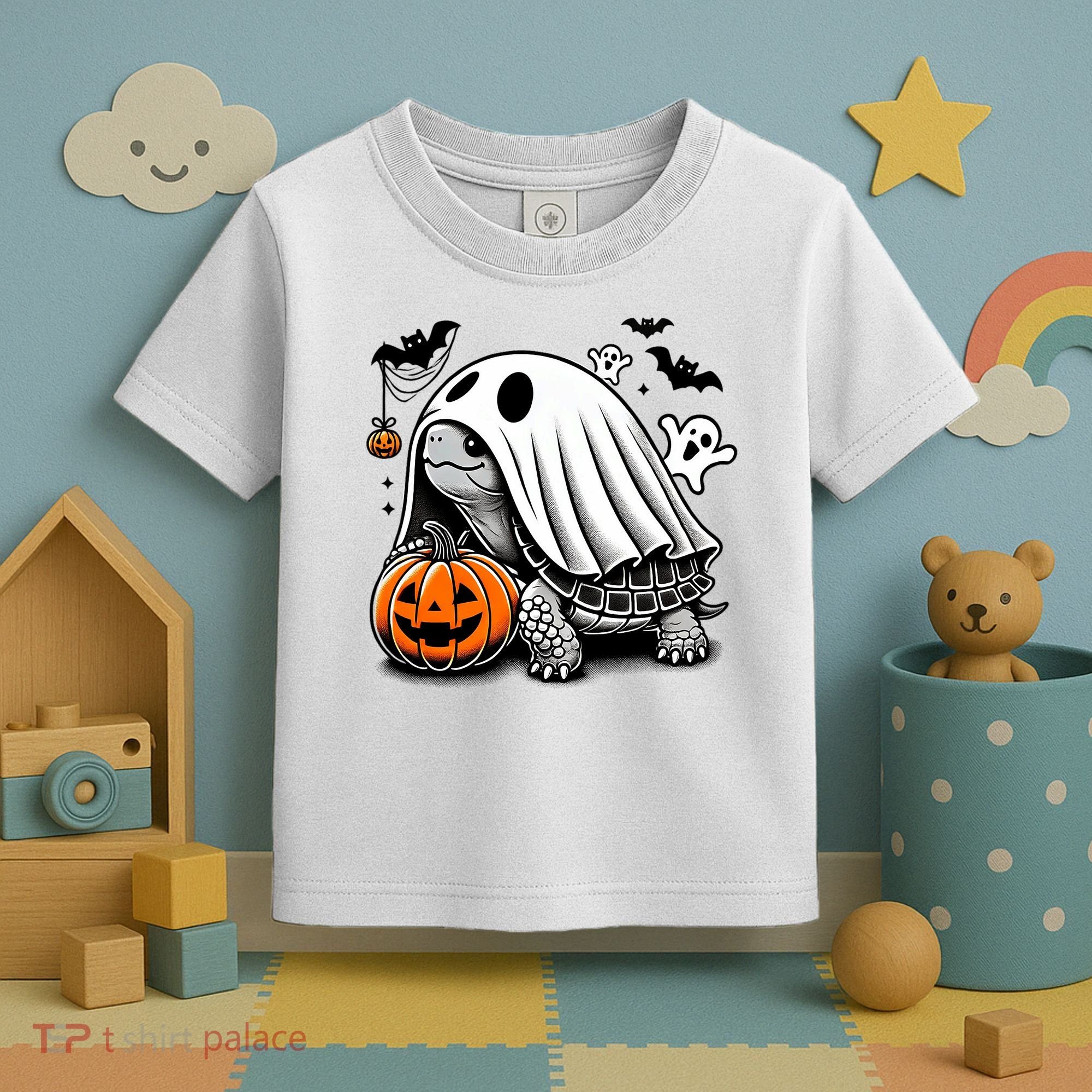 Halloween Turtle Ghost Pumpkin Costume Terrapin Tortoise Toddler T-Shirt