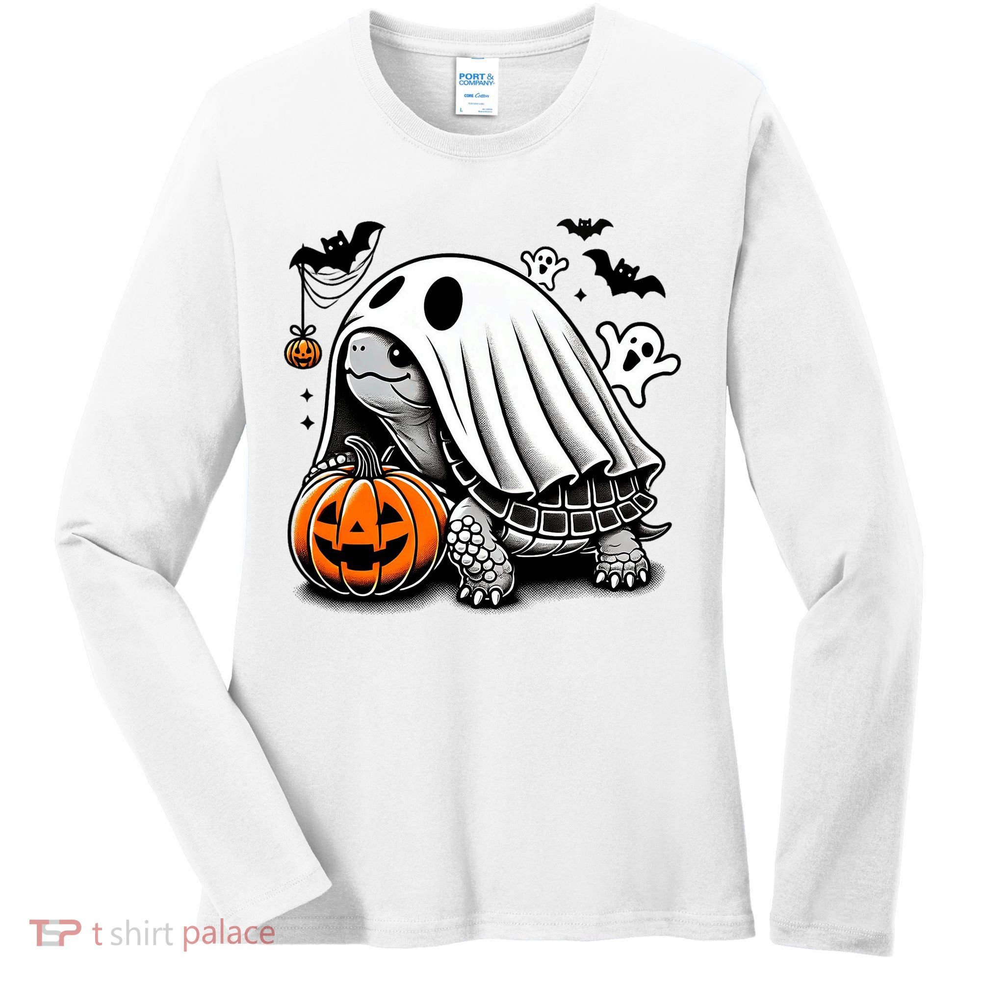 Halloween Turtle Ghost Pumpkin Costume Terrapin Tortoise Women's Long Sleeve Shirt