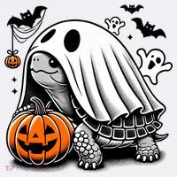 Halloween Turtle Ghost Pumpkin Costume Terrapin Tortoise Women's Long Sleeve Shirt thumb 2