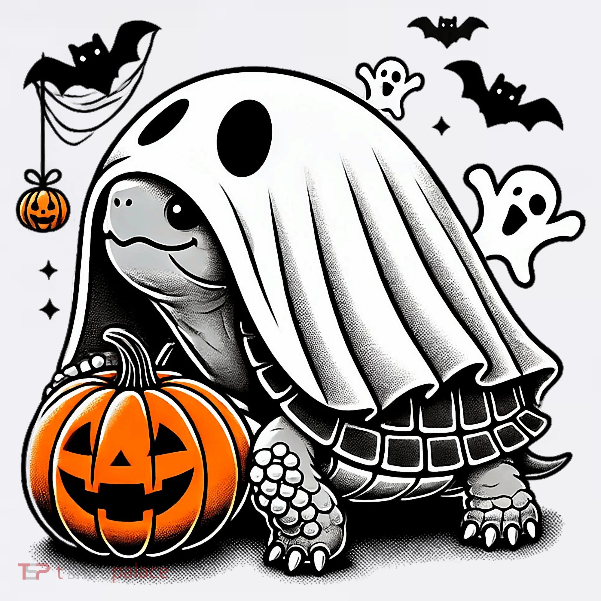 Halloween Turtle Ghost Pumpkin Costume Terrapin Tortoise Kids Sweatshirt