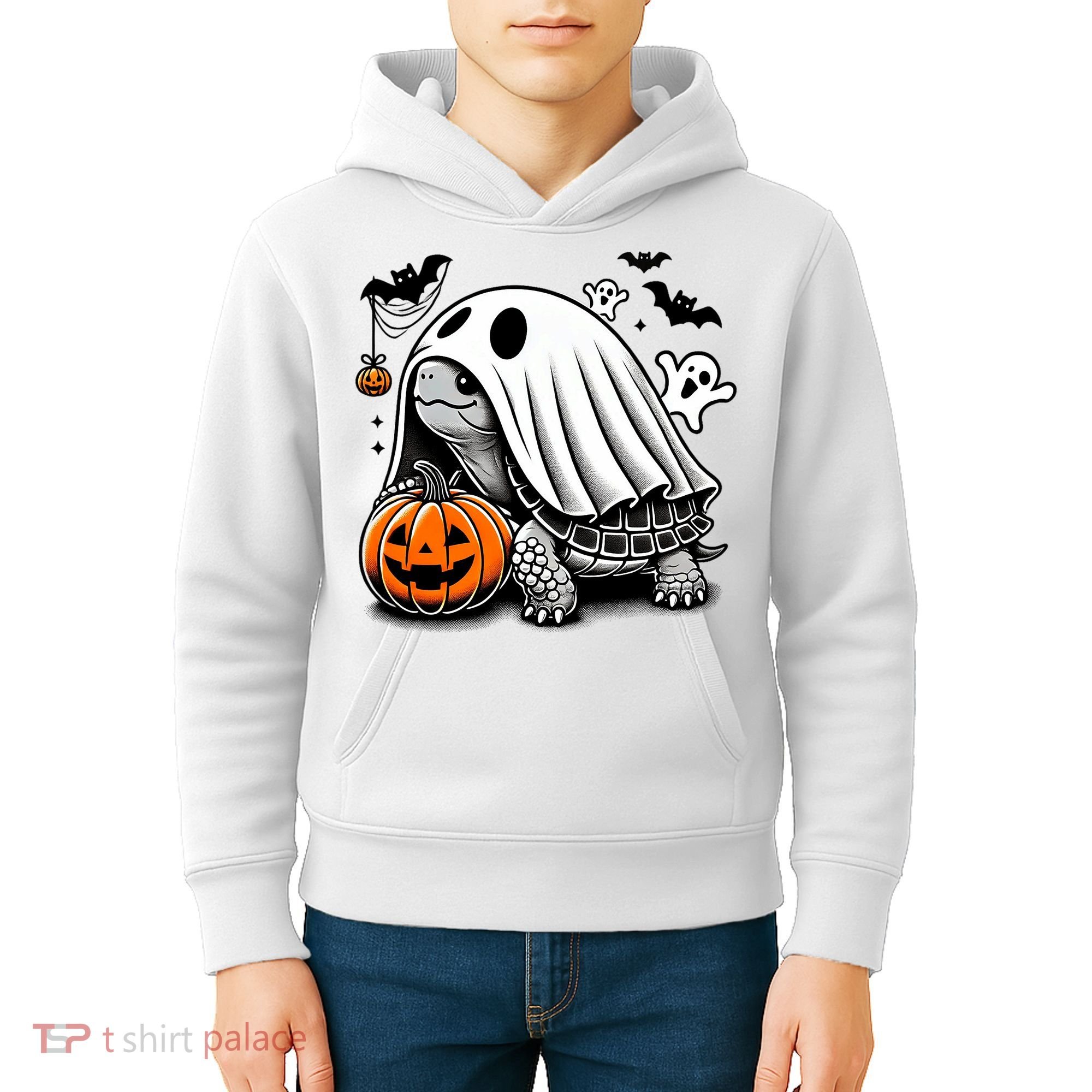 Halloween Turtle Ghost Pumpkin Costume Terrapin Tortoise Kids Hoodie