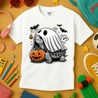 Halloween Turtle Ghost Pumpkin Costume Terrapin Tortoise Kids T-Shirt thumb 3