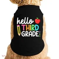 Hello Third Grade Team 3rd Grade Back To School Teacher Doggie Tank thumb 0