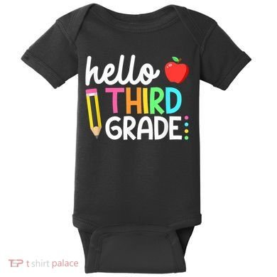 Hello Third Grade Team 3rd Grade Back To School Teacher Baby Bodysuit