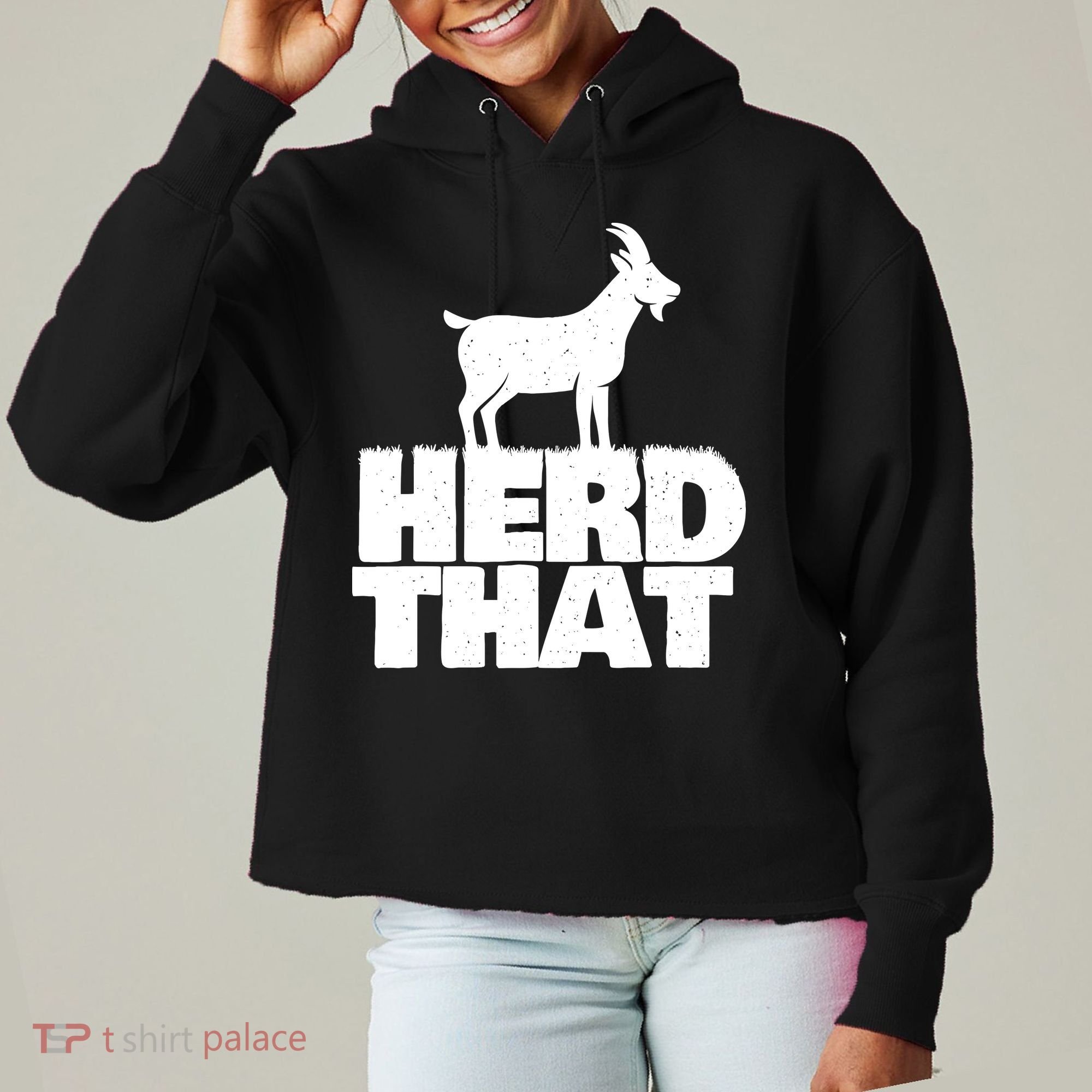 Herd That Goat Farm Animal Lover Rancher Farmer Farming Ladies Heavyweight Boxy Pullover Hoodie