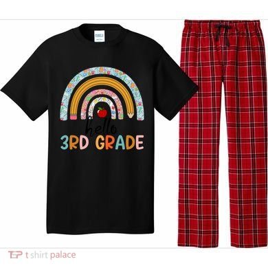 Hello Third Grade Rainbow First Day Of 3Rd Grade Teacher Funny Gift Pajama Set