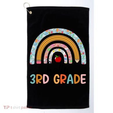 Hello Third Grade Rainbow First Day Of 3Rd Grade Teacher Funny Gift Golf Towel