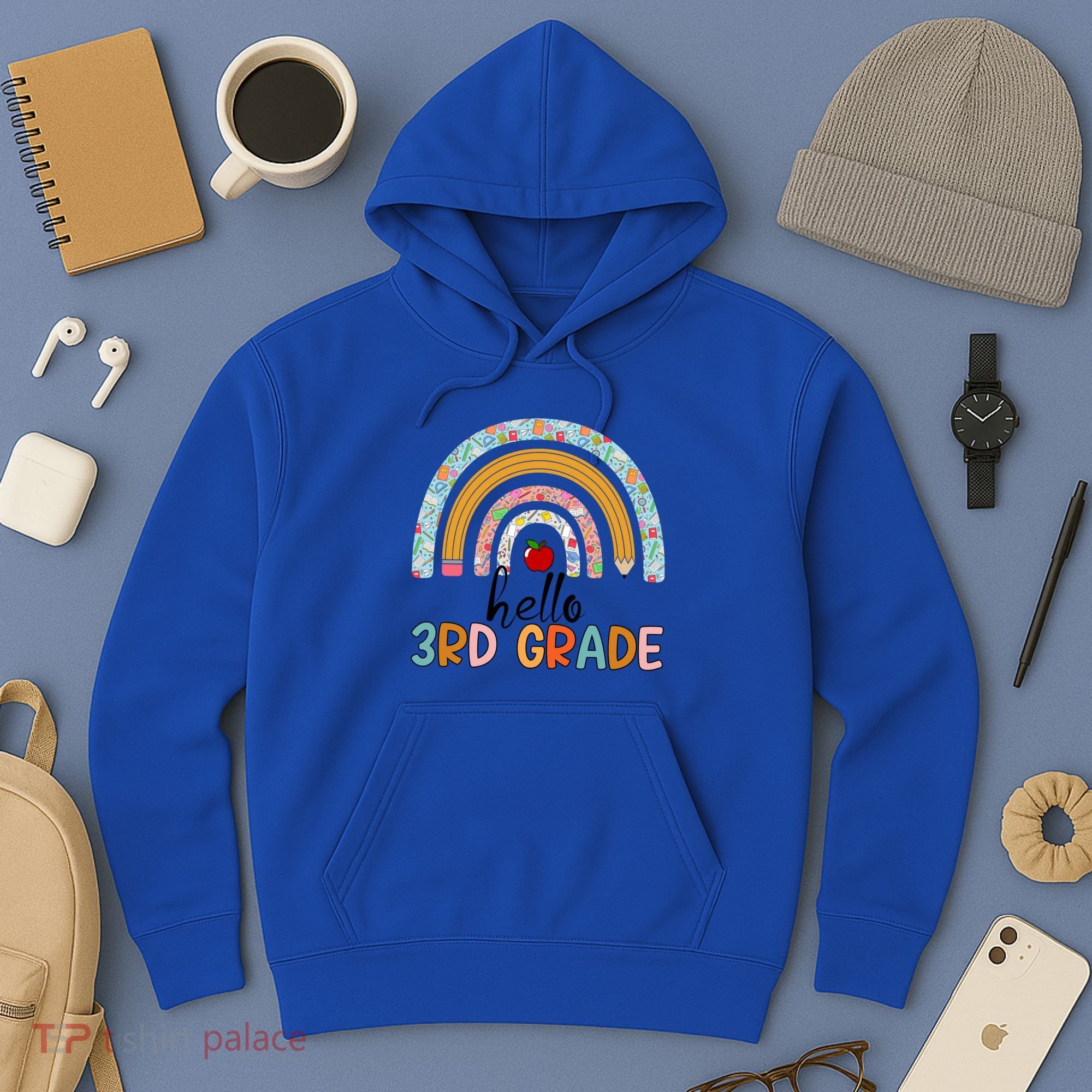 Hello Third Grade Rainbow First Day Of 3Rd Grade Teacher Funny Gift Hoodie