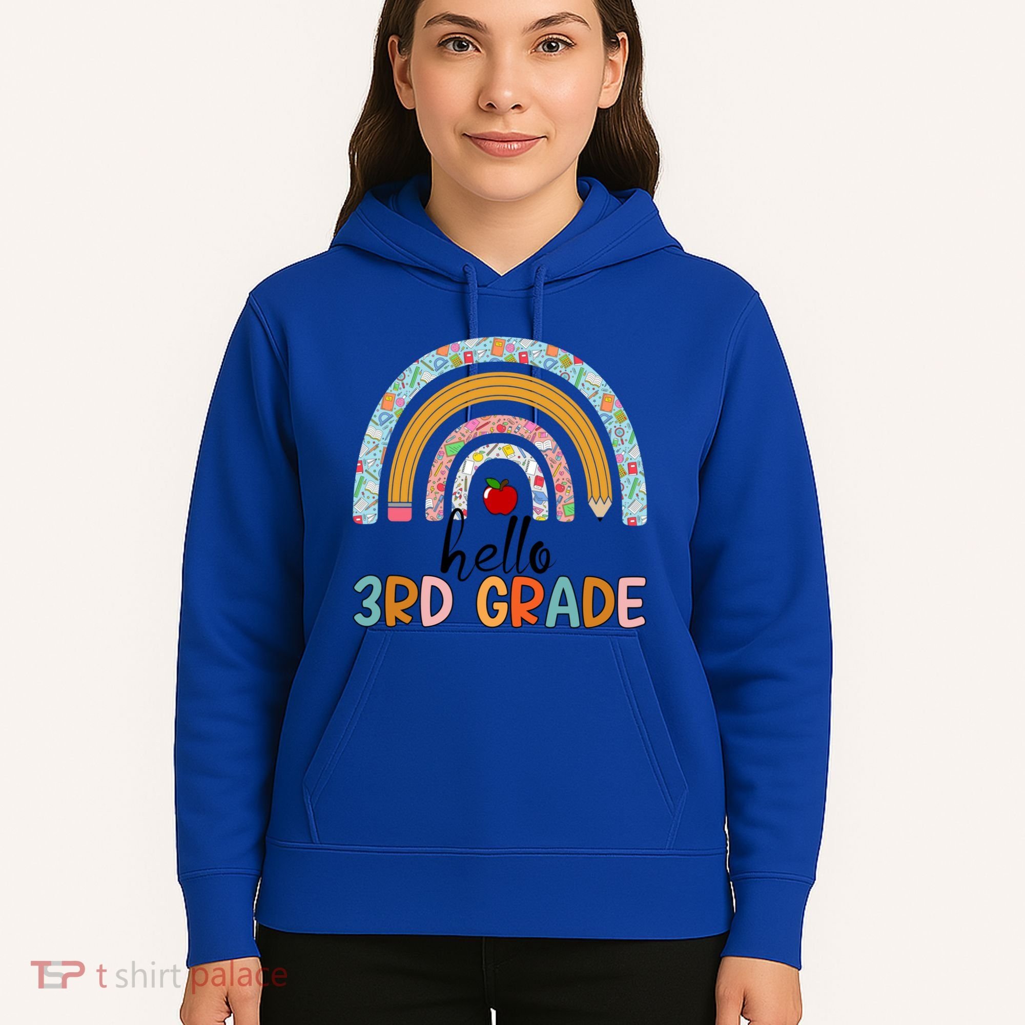 Hello Third Grade Rainbow First Day Of 3Rd Grade Teacher Funny Gift Hoodie