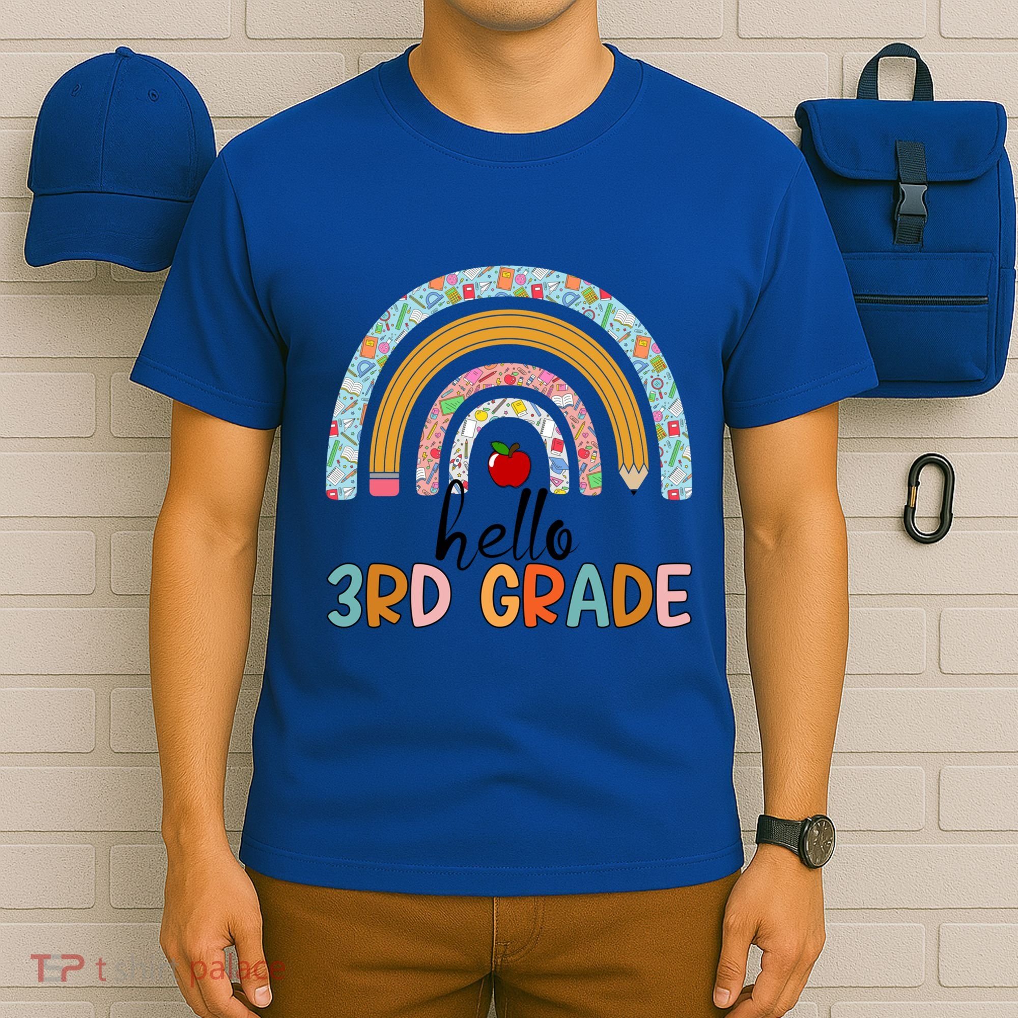 Hello Third Grade Rainbow First Day Of 3Rd Grade Teacher Funny Gift T-Shirt