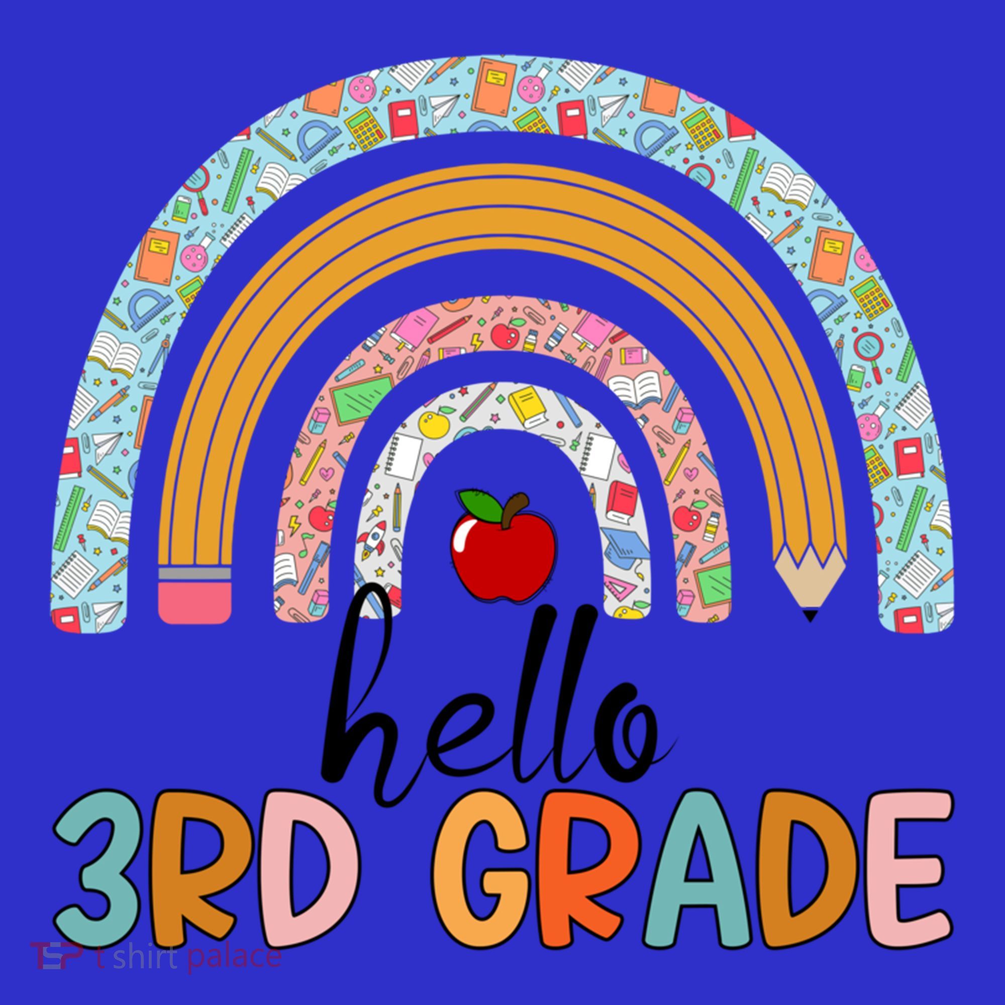 Hello Third Grade Rainbow First Day Of 3Rd Grade Teacher Funny Gift Mousepad