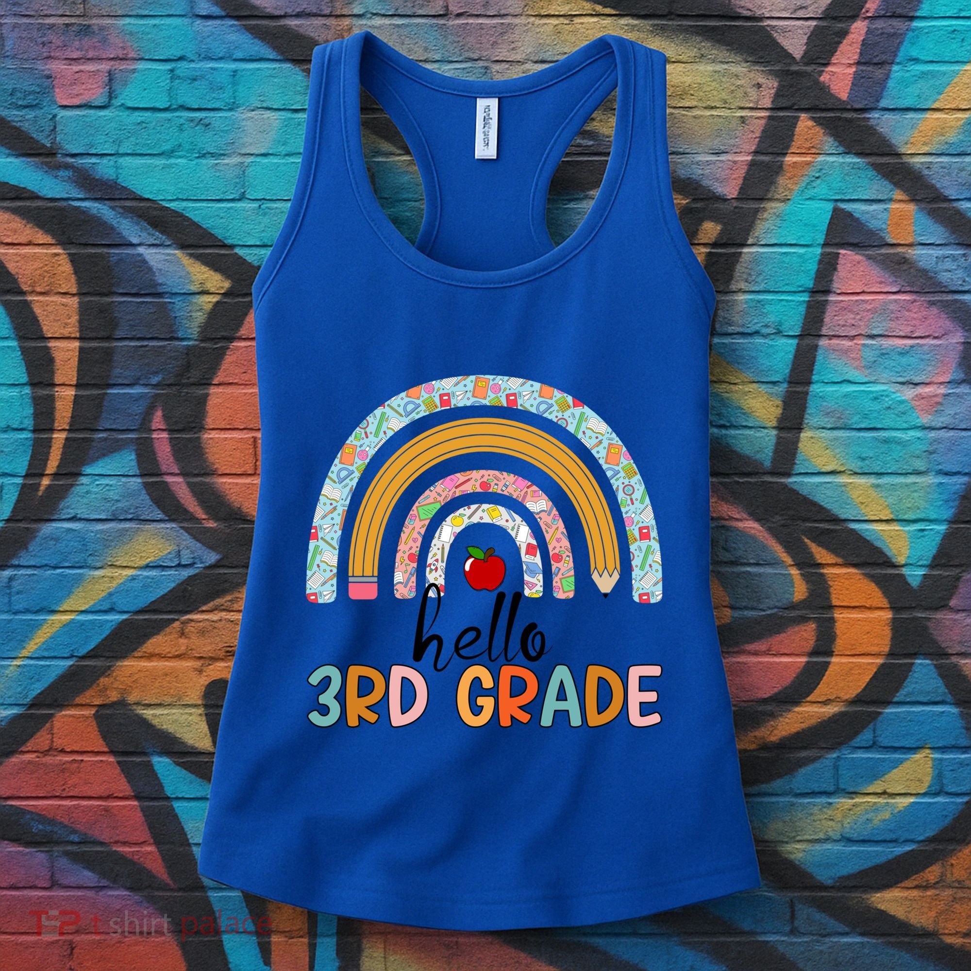 Hello Third Grade Rainbow First Day Of 3Rd Grade Teacher Funny Gift Women's Tank Top