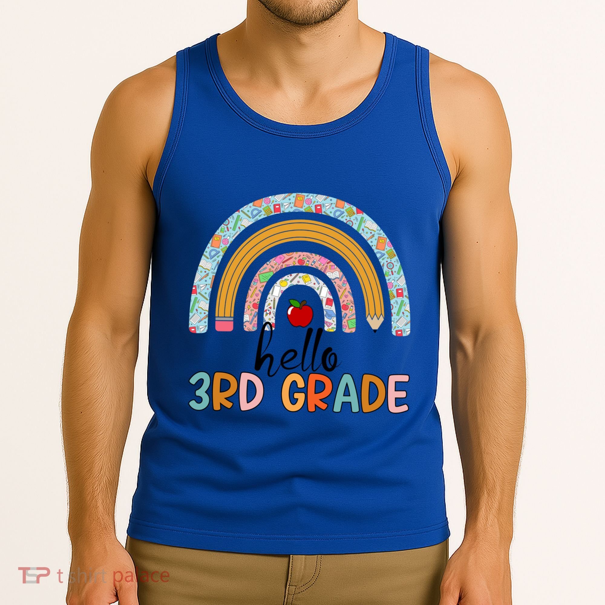 Hello Third Grade Rainbow First Day Of 3Rd Grade Teacher Funny Gift Tank Top