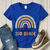 Hello Third Grade Rainbow First Day Of 3Rd Grade Teacher Funny Gift Women's T-Shirt thumb 3