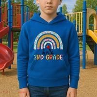 Hello Third Grade Rainbow First Day Of 3Rd Grade Teacher Funny Gift Kids Hoodie thumb 2