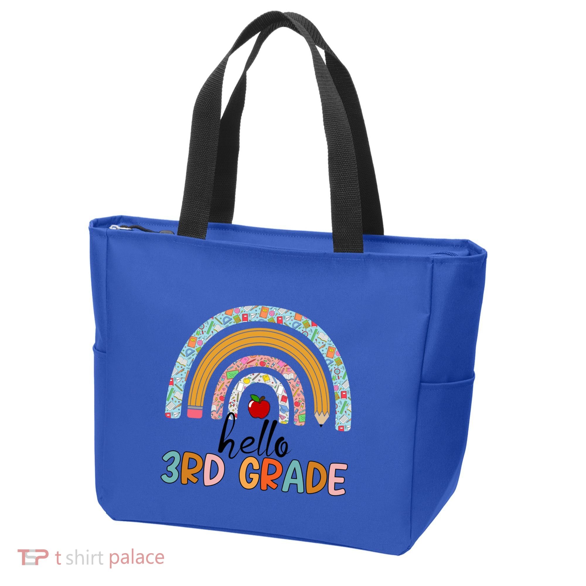 Hello Third Grade Rainbow First Day Of 3Rd Grade Teacher Funny Gift Tote Bag