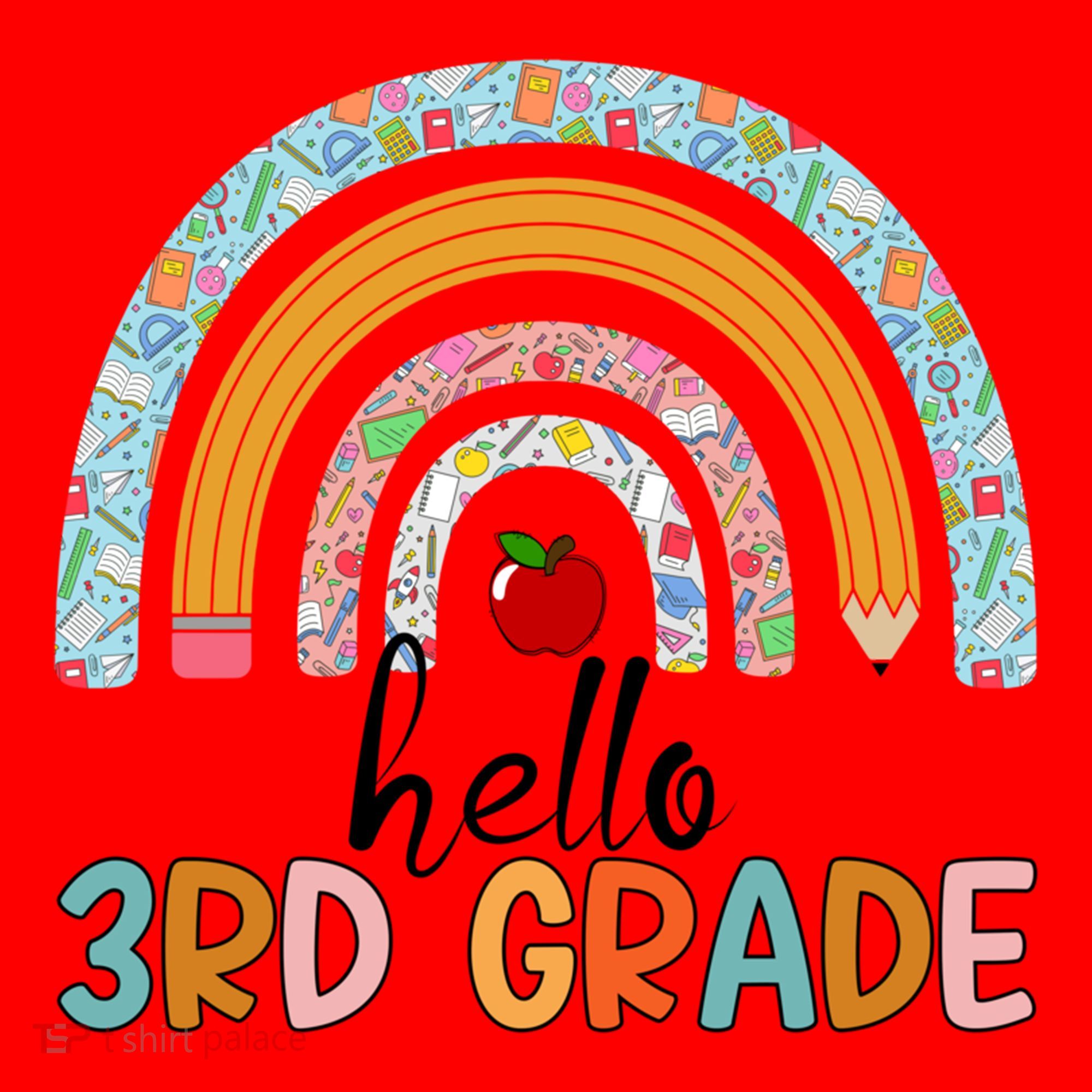 Hello Third Grade Rainbow First Day Of 3Rd Grade Teacher Funny Gift Santa Hat