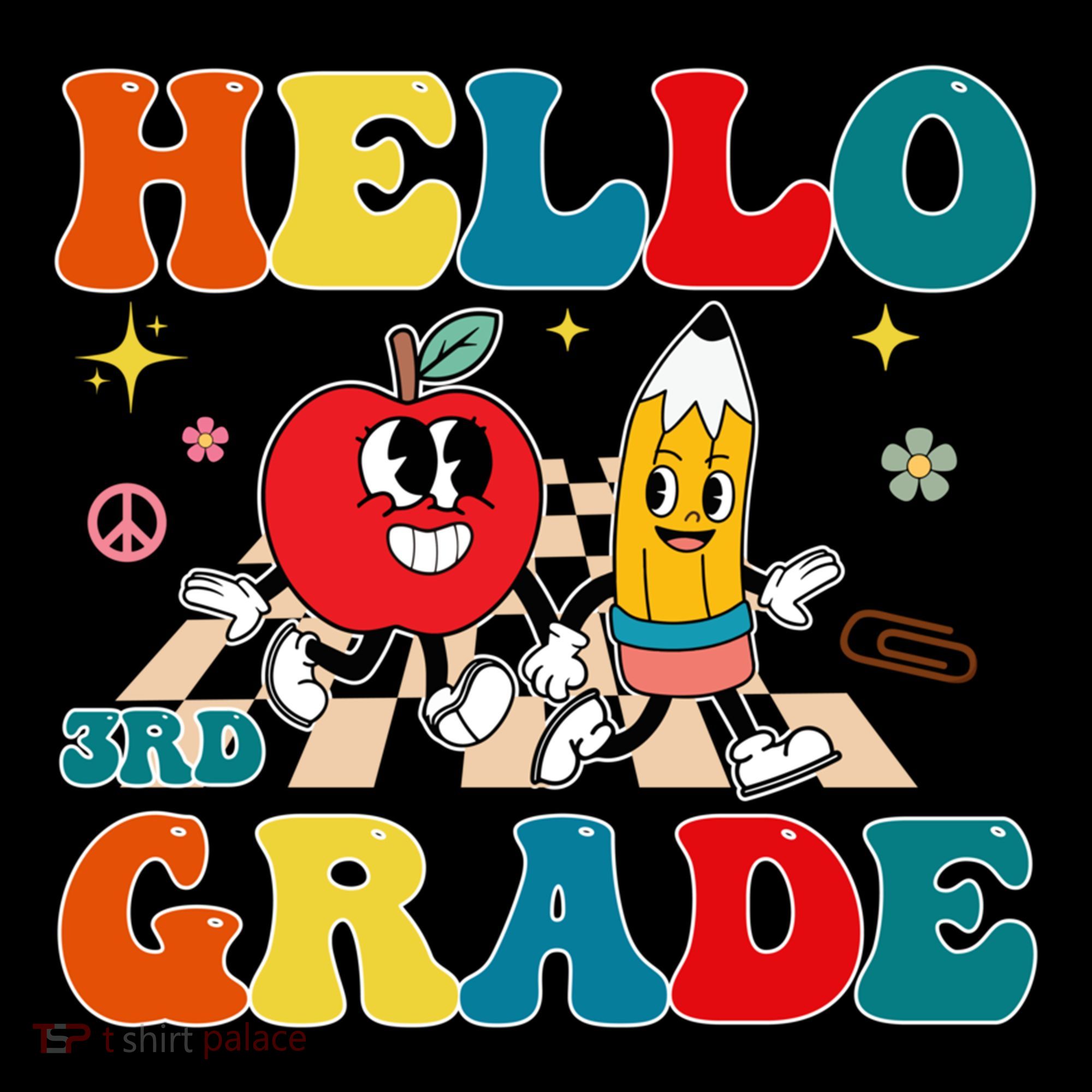 Hello Third Grade Team 3Rd Grade Back To School Teacher Gift USA-Made Doggie Bandana