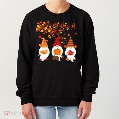 Halloween Three Gnomes Hat Leopard Pumpkin Fall Leaves Cool Gift Women's Sweatshirt