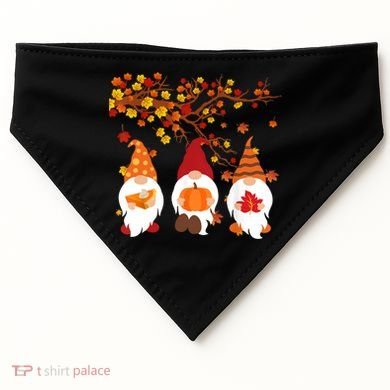 Halloween Three Gnomes Hat Leopard Pumpkin Fall Leaves Cool Gift USA-Made Doggie Bandana