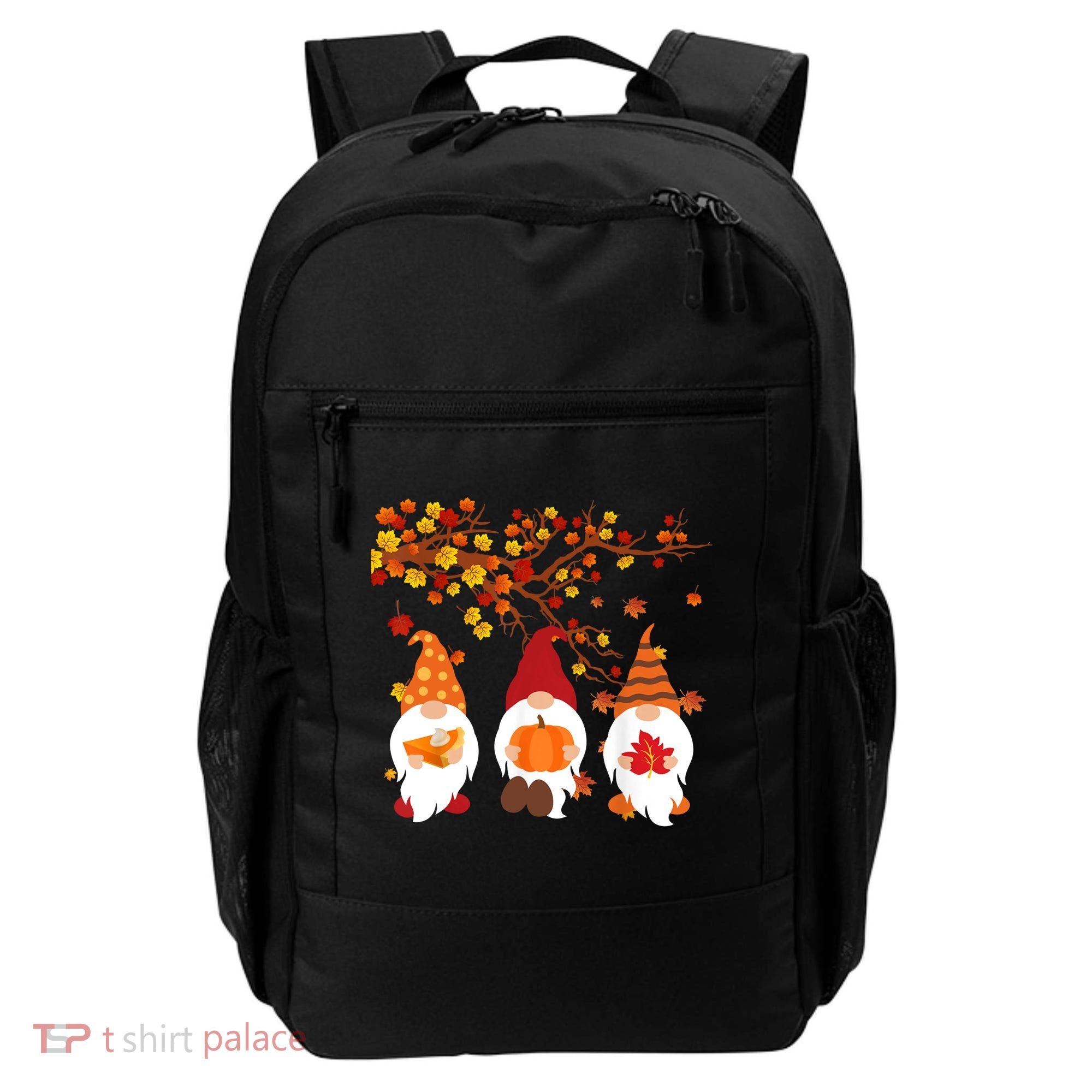Halloween Three Gnomes Hat Leopard Pumpkin Fall Leaves Cool Gift Backpack