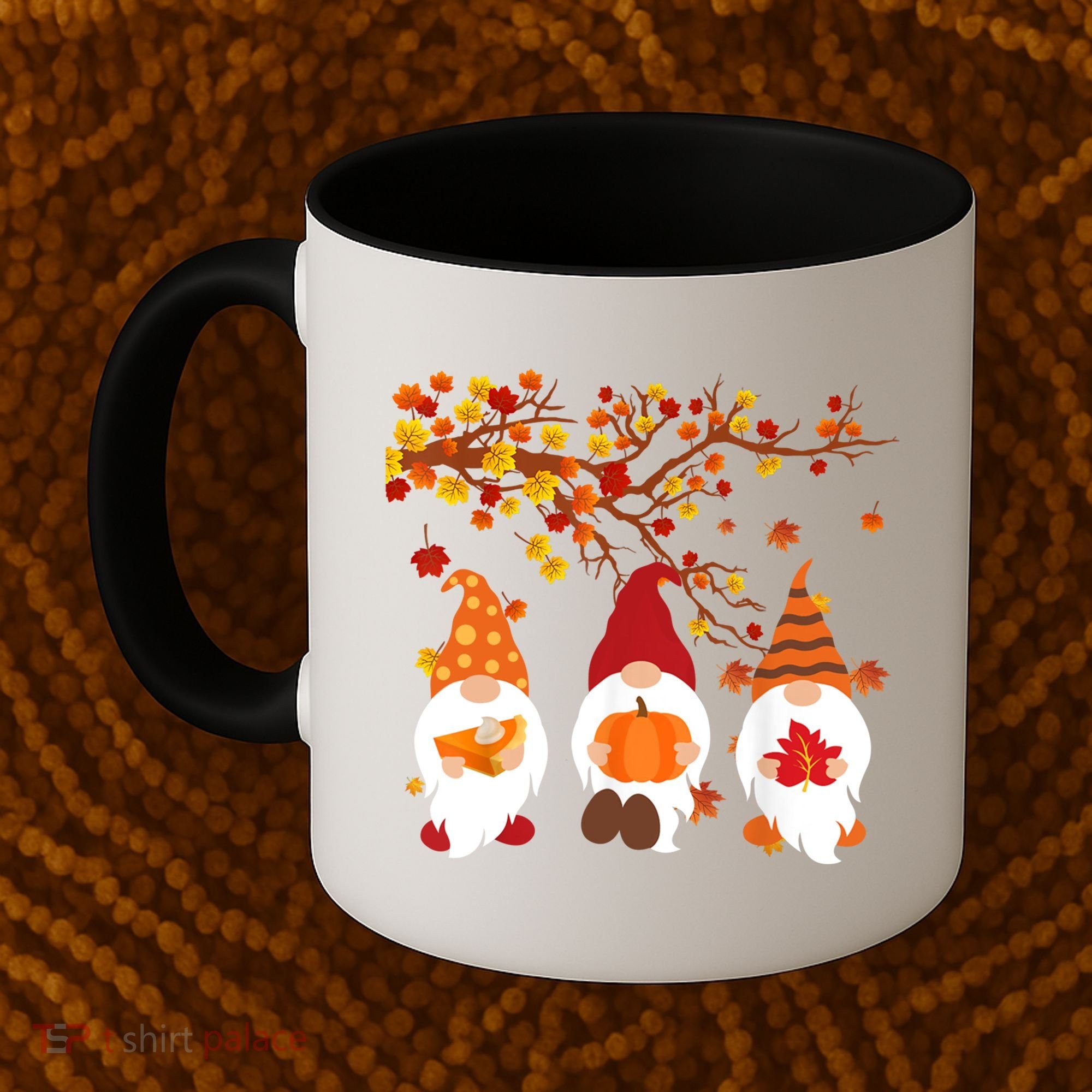 Halloween Three Gnomes Hat Leopard Pumpkin Fall Leaves Cool Gift Coffee Mug