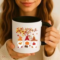 Halloween Three Gnomes Hat Leopard Pumpkin Fall Leaves Cool Gift Coffee Mug thumb 3