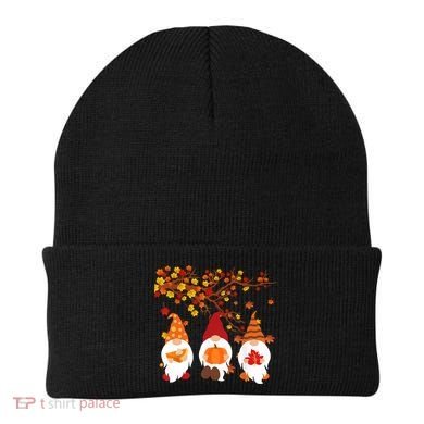 Halloween Three Gnomes Hat Leopard Pumpkin Fall Leaves Cool Gift Beanie