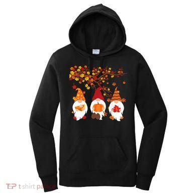 Halloween Three Gnomes Hat Leopard Pumpkin Fall Leaves Cool Gift Women's Hoodie