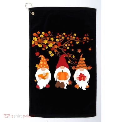 Halloween Three Gnomes Hat Leopard Pumpkin Fall Leaves Cool Gift Golf Towel