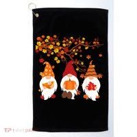 Halloween Three Gnomes Hat Leopard Pumpkin Fall Leaves Cool Gift Golf Towel thumb 0