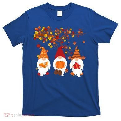 Halloween Three Gnomes Hat Leopard Pumpkin Fall Leaves Cool Gift T-Shirt
