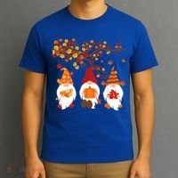 Halloween Three Gnomes Hat Leopard Pumpkin Fall Leaves Cool Gift T-Shirt thumb 3